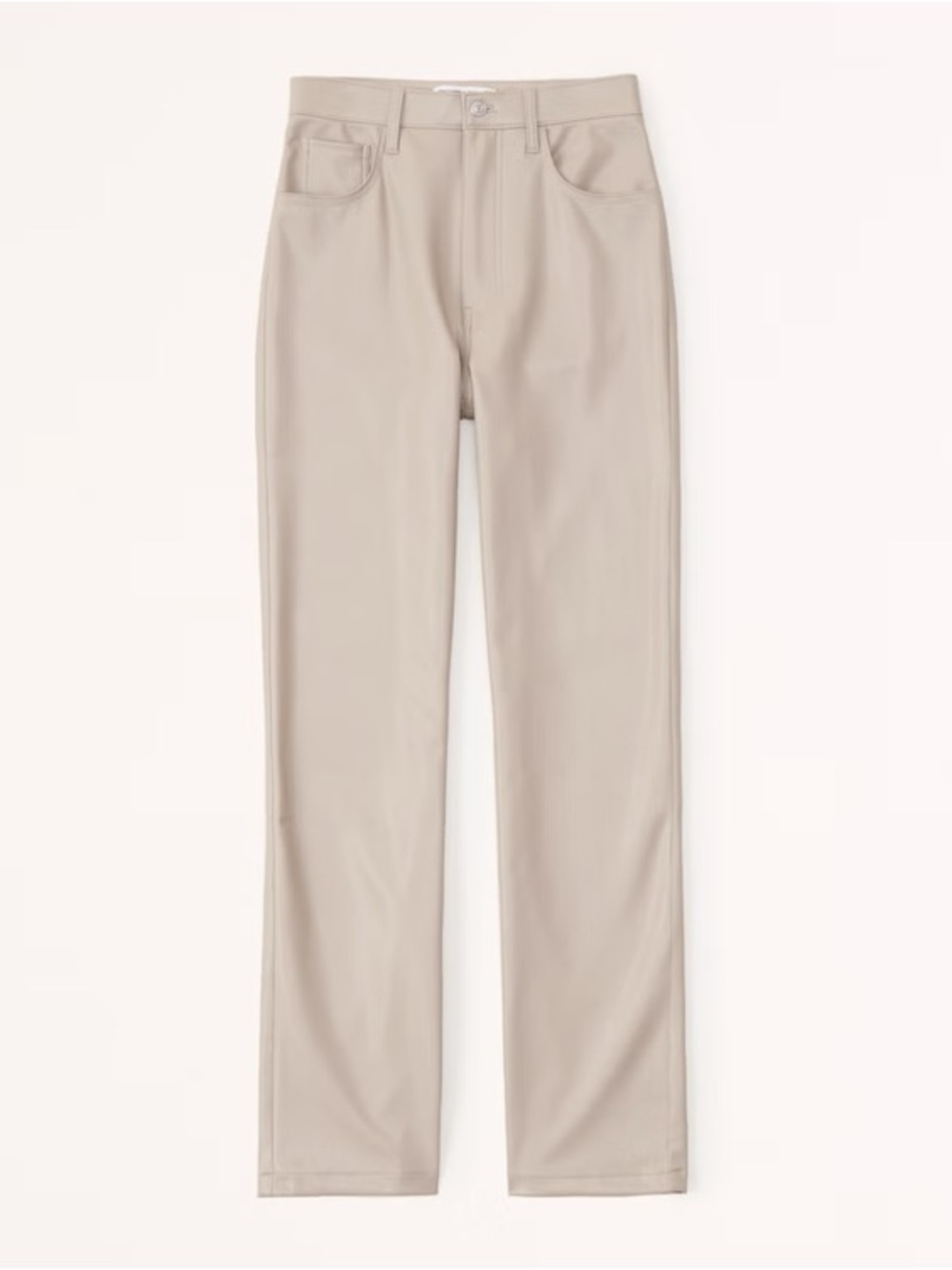 Abercrombie & Fitch Tan Curve Love Vegan Leather 90s Straight Pants